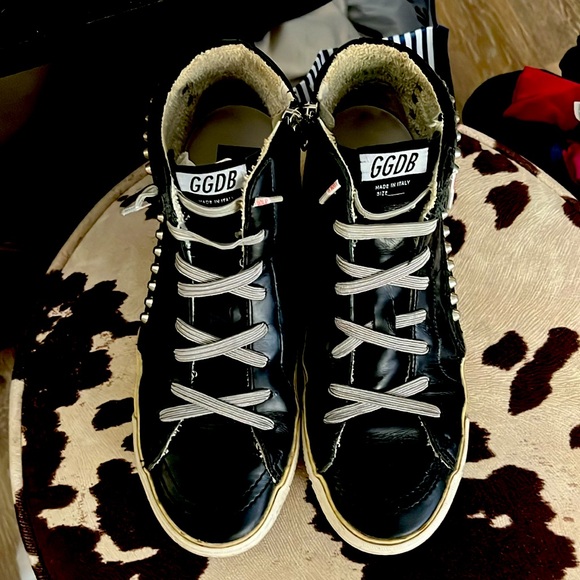 GOLDEN GOOSE BLACK 40 EU LEATHER STUD SLIDE SNEAKERS - #MUSTHAVE 🫶🤩😎 - Picture 2 of 9